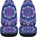 BIGCARJOB Purple Lotus Car Seat Covers Set for Women Auto Interior Seat Protector Boho Lotus Car Accessories Set 2 Pcs Auto Front Seat Covers Saddle Blanket,Universal Fit