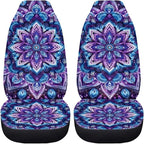 BIGCARJOB Purple Lotus Car Seat Covers Set for Women Auto Interior Seat Protector Boho Lotus Car Accessories Set 2 Pcs Auto Front Seat Covers Saddle Blanket,Universal Fit