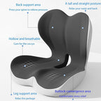 L-Shaped Seat Cushion for Long Sitting,Memory Foam Ergonomic Back Support Driving Seat Cushion for Back Pain,Non-Slip Design for Car, Truck, Home Chair & Office Seat (Black Gray)
