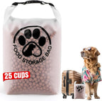 25 Cups Pet Food Storage Bag for Travel - Transparent Leak-Proof Dog Food Container with Roll-Top Closure, Keeps Kibble Fresh for Camping Trip, Dog Boarding, Weekend Getaways