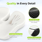 AUVON Gel Seat Cushion for Office Chairs, Ergonomic Memory Foam Chair Cushions for Long-Sitting Support & Sciatica, Back, Tailbone Pain Relief, Breathable Car Seat Cushion with Anti-Slip Base