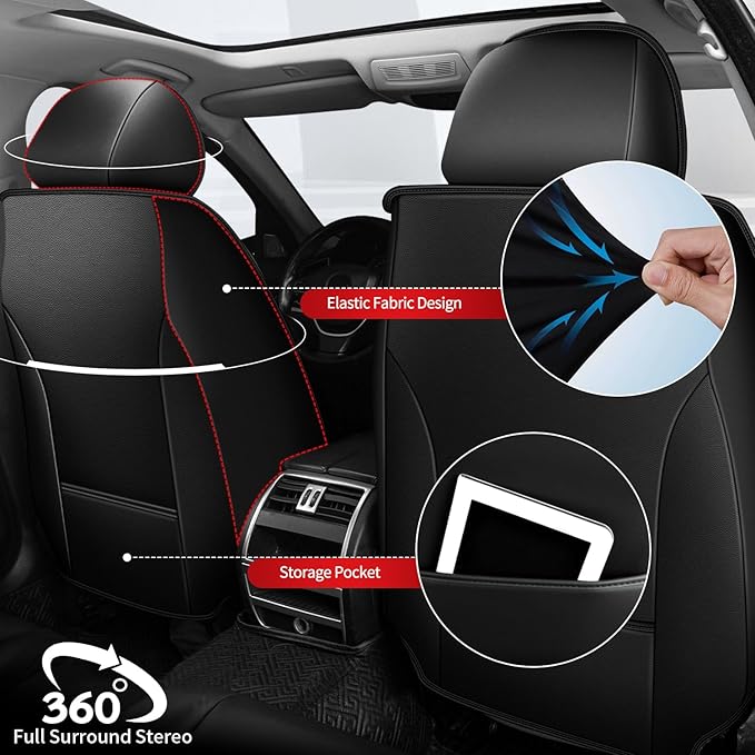 TTX LIGHTING Car Seat Covers fit for Acura TL 2004-2014 Full Set: Premium Leather Automotive Seat Cover with Airbag Compatible Waterproof (5 Seats, Black & Gray)