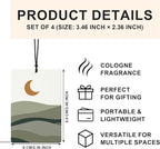 Boho Green Car Air Freshener 4 Pcs, Mid Century Modern Sun Moon Mountain Plant Striped Air Freshener Hanging for Cars Books Closet Drawer, Green Car Accessories for Women Men