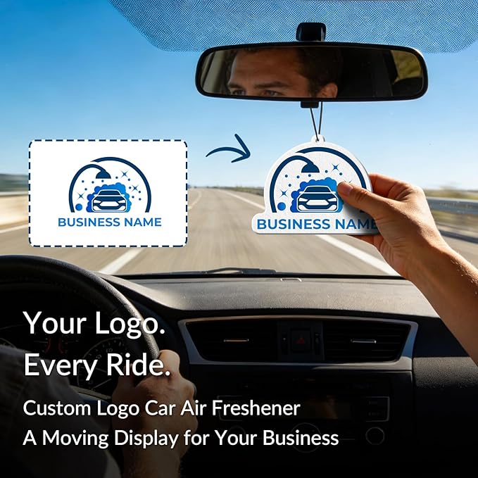 10-1000 Pcs Custom Air Fresheners with Picture - Personalized Photo/Logo/QR Code/Text, Bulk Promotional Car Gifts for Business Branding Events (A1-Logo)