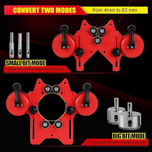 WORKEASE Diamond Tile Drill Bits Set, 17 Pcs with Double Suction Cups Hole Saw Guide Jig, (1/4"-2') for Glass, Ceramic, Marble, Porcelain, Tile Cutting