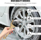 Car Carpet Cleaning Brush, 8.5-Inch Tire Cleaner Scrub Brushes with Stiff Bristles, Wheel Hub Scrub Brush Exterior Washing Supplies for Sedan SUV Truck, Car Accessories (Khaki)