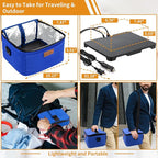 Aotto Portable Oven, Electric Lunch Box Food Heater - 12V/24V/110V 3-in-1 Car Food Warmer - Heated Lunch Box for Adults - Cook, Reheat & Keep Meals Warm for Car, Truck, Travel, Work, Home - Blue