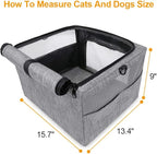 Dog Cat Car Seat, Collapsible Cat Puppy Car Carrier with Metal Frame, Travel Bag for Small Medium Pet up to 15 lbs