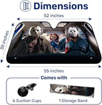 GENANY Horror Movie Character Windshield Sun Shade for Car SUV Truck (55x30 inches), Sun Shade Windshield, Shades for Windows, Protector Blocks UV, Car Decor