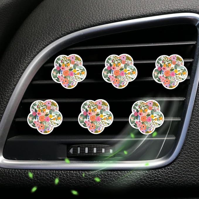 6 Pcs Flower Air Vent Clips, Cute Sunflower Flower Car Air Fresheners Vents Clips Funny Car Diffuser Vent Clips Car Interior Decor Charm Cute Car Accessories Car Decoration for Women (Flower)