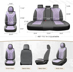 Coverado Car Seat Covers, Front Covers for Cars, Car Seat Cover Front Seats, Automotive Seat Cover, Waterproof, Leather Car Seat Cushion, Universal Interior Seat Protectors for Most Cars Gray-Pruple