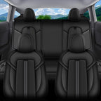 AOMSAZTO Car Seat Cover Fit for Tesla Model Y 2020 2024 - Half Surrounded Customized Seat Covers(Black with Stripe)