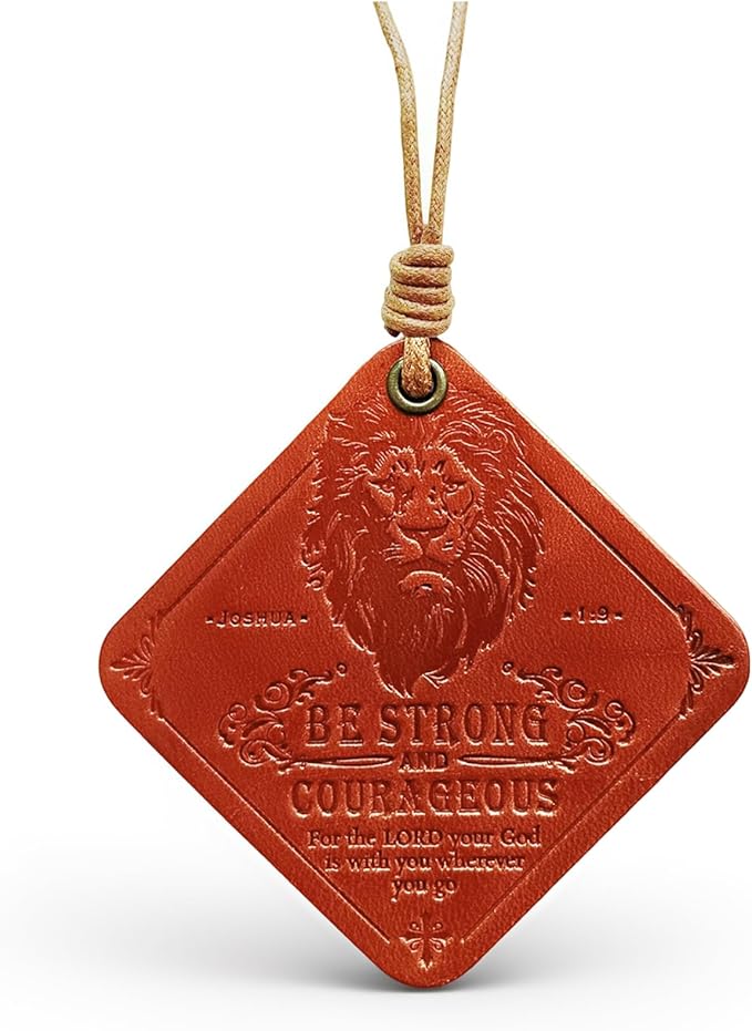 Leather Scented Car Air Freshener Encouragement Gifts for Men Lion Be Strong and Courageous Bible Verse Gifts for Men Cool Air Freshener for Cars Leather