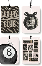 Vintage Black Coquette Cologne Car Air Freshener 4 Pcs, Trendy Preppy Disco Ball Lucky 8 Ball Hanging Air Freshener for Cars Bathroom Dorm Books Decor, Retro Accessories Gifts for Women Girls