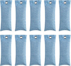 10PCS Activated Bamboo Charcoal Air Purifying Bag, Air Freshener Bag Moisture Absorber for Refrigerator Home Car, Blue