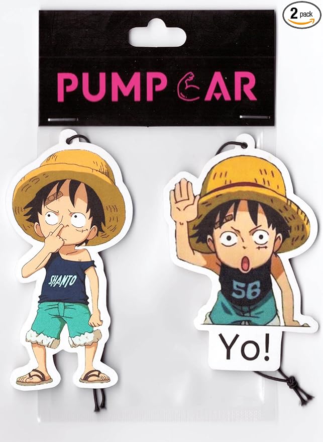 PumpCar 2 pieces Luffy kid double-sided hanging Japanese anime cherry-scented One Piece car air freshener Cool anime hanging air fresheners for rearview mirror Car Interior Accessories Household Gifts