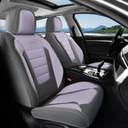 Coverado Car Seat Covers Full Set, Nappa Leather Seat Covers for Cars, Car Seat Protector Car Seat Cushion, Front and Back Seat Protectors Cushions Universal Fit for Most Cars Vehicles(Gray&Purple)
