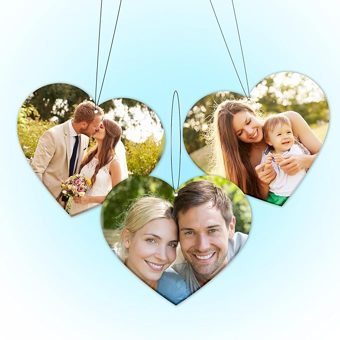 Custom Air Freshener with Picture, Personalized Car Air Freshener, Customized Double Sided Photo Air Fresheners, for Car, Wardrobe, Bathroom, Christmas Hanging Ornaments (Heart)