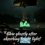 Crochet Glowing Ghost Car Air Freshener, Halloween Car Decor, 15ml Refillable Oil Diffuser Bottle with Hanging Crochet Decor for Car Rearview Mirror, Handmade Halloween Gifts