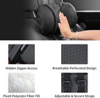 WEIHAO Car Neck Pillow with Adjustable Straps, Ergonomic Head Rest Pillow for Car Seat, Soft Leather Headrest Pillow Car Neck Support Pillow for Driving Office Gaming Chairs Neck Pillow (Black-2PCS)