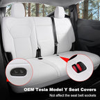Car Seat Covers for New 2025 Tesla Model Y Juniper Nappa Leather Car Interior Seat Airbag Compatible Cushion Cover Full Set Custom Fit 2025-2026, Nappa White