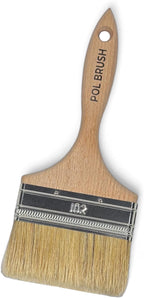 4 Inch Flat Paint Brush - High European Quality - Natural Bristles - for Home, Wood, Walls, Art, Trim & Furniture - for Acrylic, Oil, Stain, Chalk & Latex Paints
