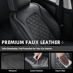 Coverado Full Set Car Seat Covers, Black Leather Seat Protectors, Luxury Front & Back Car Seat Covers,Waterproof Universal Fit, Automotive Seat Covers for Most Cars-Black