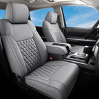 Huidasource Seat Covers Fit for 4th Gen Toyota Tacoma SR, SR5, Limited, TRD Sport/Off-Road,Trailhunter Double/Crew Cab, 360° Full-wrap Automotive Car Leather Seat Cushion Cover (Full Set/Gray)