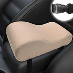 Car Armrest Cushion, 12.2"×6.3"×3.9" Memory Foam Center Console Armrest Pad, Comfortable Armrest Console Pillow Protector for Most Vehicles, Universal Car Accessories (Beige)