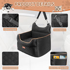 Dog Car Seat - Memory Foam Dog Booster Seats for Small Dogs Up to 25lbs-Elevated Pet Car Seat with Storage Pockets and Dogs Seat Belt-Pet Travel Bed for Front & Back Seats-Removable Washable-Black