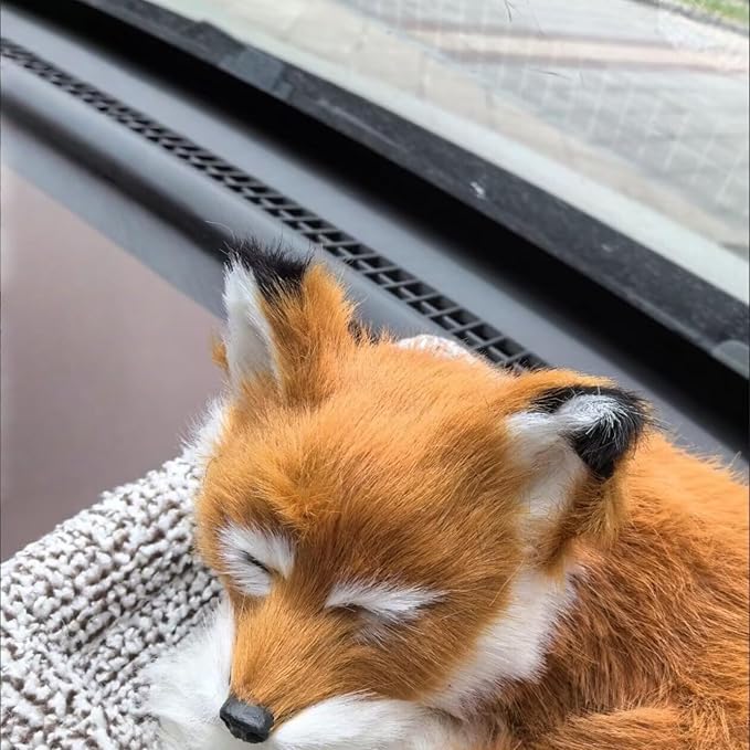 Sleeping Fox Bamboo Charcoal Bag - Realistic Plush Animal Odor Eliminator and Moisture Absorber for Car, Home, Closet - Soft Decorative Fox Figurine