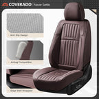 Coverado Car Seat Covers Front Seats, Seat Covers for Cars, Car Seat Protector, 2-Pack Car Seat Cushion Nappa Leather, Waterproof Seat Covers Carseat Cover Universal Fit for Most Cars Trucks(Coffee)
