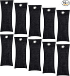 Activated Charcoal Air Purifying Bag (10 Pack 75g Each) Bamboo Charcoal Odor Absorber Air Freshener for Shoes, Closet, Car, Black