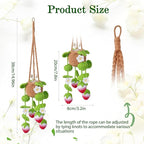 Crochet Car Air Freshener, 10ml Empty Refillable Oil Diffuser Bottle with Hanging Crochet Flower Strawberry Plant & Hanging Tools, Car Rearview Mirror Diffuser for Wall Art & Home & Office Decoration