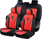 FLORICH Rear Seat Covers Leather Car Seat Covers Waterproof Back Seat Cover Automotive Seat Covers Universal Seat Cushion Protector for Most Cars Trucks SUV-Black&Red