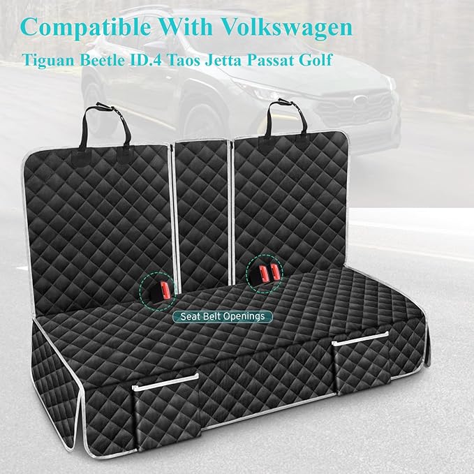 Dog Car Seat Cover Compatible with VW Volkswagen Tiguan Beetle ID.4 Taos Jetta Passat Golf Back Seat Accessories, Waterproof Pet Bench Backseat Covers with Non-Slip Backing - 2026 New