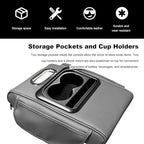 Car Center Console Armrest Pillow, Multifunctional Armrest Box Cover with Cup Phone Tissue Holder & Side Pockets, Waterproof Leather Middle Console Cushion for Most Vehicles (Gray, Normal)