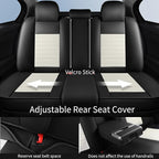 Car Seat Covers Full Set, Breathable Nappa Leather Seat Covers, Horizontal Stripes Automotive Seat Covers, Universal Seat Cushions for Sedan SUV Truck (5 PCS Full Set, Black + Cream)