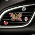 Bling Butterfly Car Clip Decor Interior，Cute Car Vent Clips Dashboard Decorations, Car Accessories Air Aromatherapy Vent Clip,Car Air Freshener Vent Clips, Rhinestone Car Accessories for Girls Womens Car Interior Decoration Cute Set (Pink Butterfly + 3...