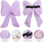 Bow Car Headrest Pillows Plush Car Neck Pillows for Travel Driving Office Chair Head Support Cushions, Also Cute Car Decor Accessories (2PCS Purple)