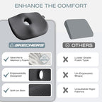 Skechers Seat Cushion Memory Foam,Donut Pillow Office Chair Cushion for Tailbone Pain Relief,Butt Pillow for Office Chair,Car seat Cushion,Long Sitting Office Workers,and Car Drivers,Black