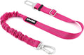 Dog Seat Belt for Car, Adjustable Dog Car Harness Seatbelt for Small Medium Large Dogs, Heavy Duty Travel Safety Restraint with Locking Aluminum Hook & Reflective Nylon Strap, Pink