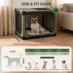 24" L x 17" W x 17" H Collapsible Travel Dog Crate, Portable Soft Dog Kennel for Small Medium Pets up to 30 lbs, 4-Door Foldable Travel Crate with Durable Mesh & Storage Bag, Green