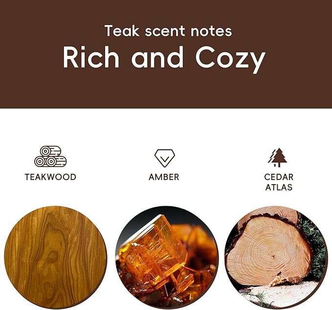 Car Air Freshener Natural Essential Oil Scent, Odor Eliminator and Purifier, Vent Clip Air Freshener for Car (Refill - 3 Pack - Pure Teak)