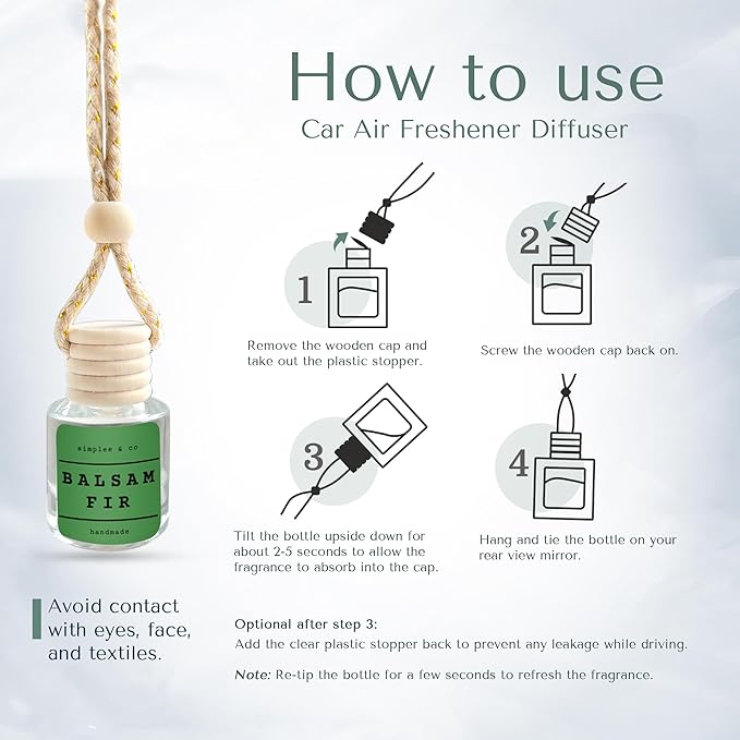 Balsam Fir Car Air Hanging Essential Oil, Car Air Freshener Diffuser, Long Lasting Essential Oils, Aromatherapy Vehicle Diffuser by Simplee & Co