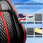 Fit Mazda 6 Car Seat Covers for Select Mazda 6 2007-2021 - Premium Full Coverage Leather, Airbag Compatible, Luxury Waterproof All Weather Breathable Seat Cushion Protector, Full Set, Red Trim