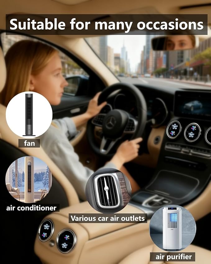 Bling Flower Car Accessories for Women Interior Aesthetic, Flower Decorative Vent Clips, Car Air Conditioner Clip Automotive Interior Decoration Fragrance-Free Aromatherapy Tablets, Add Your Own Scent