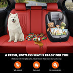 KEYOOG 5-Seater Waterproof and Breathable Nappa Leather Car Seat Covers Full Set, Fit for Front and Rear Seats of Cars, Compatible with Airbags, Car Seat Protector Covers for Most Cars - Wine red