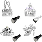 4PCS Bling Air Freshener Vent Clip, Crystal Rhinestone Heels Bag Crown Perfume Bottle Dashboard Air Vent Trim Clips, Cars Accessories Interior Decor (Sliver)