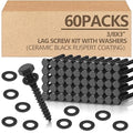 Tandefio 60 Pack 3/8''x 3'' Ceramic Black Lag Screw Kit with Washers Hex Lag Bolts Wood Screws Heavy Duty Ruspert Coating Hot Dip Galvanized Double Layer for Wood Decks Fences